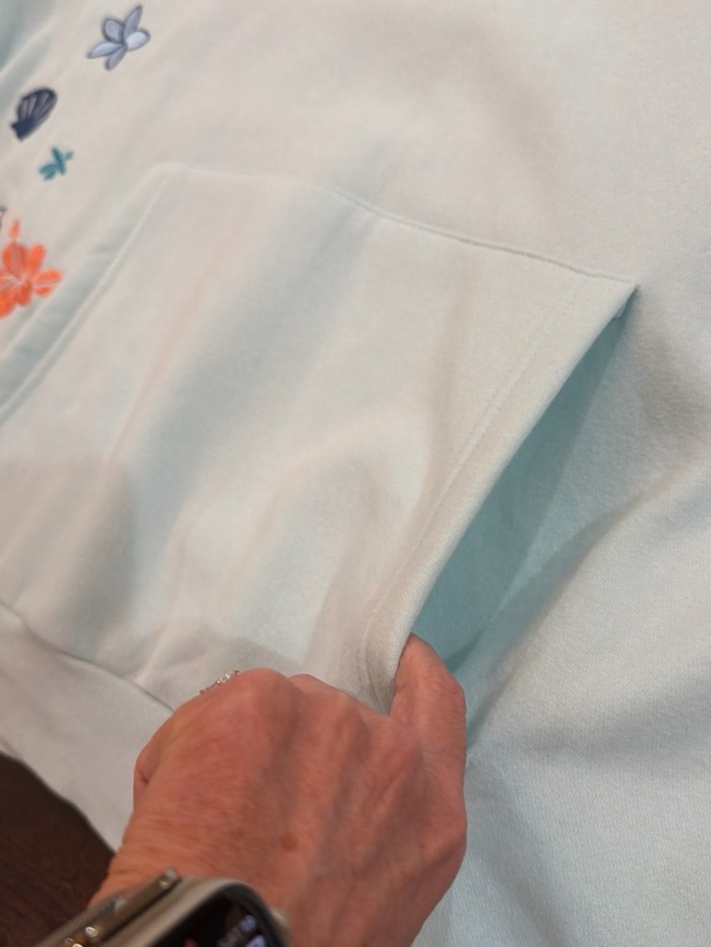 Altar'd State Sunny Days Ahead Light Blue Embroidered Fleece Hoodie M - Picture 6 of 8